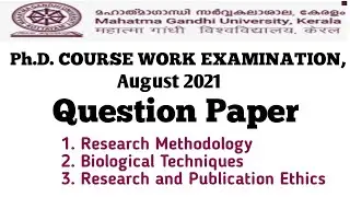 Ph.D. COURSE WORK EXAMINATION, AUGUST 2021 Question Paper (MG UNIVERSITY).