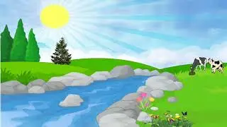 Cartoon Nature Background । Cartoon river background video । Copyright free