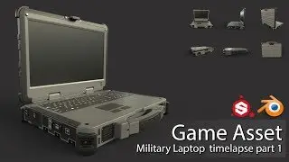 Game Asset: Military Laptop. Blender & Painter (Timelaps part 1)