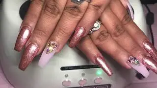 Pink Chrome Nails : Acrylic Application