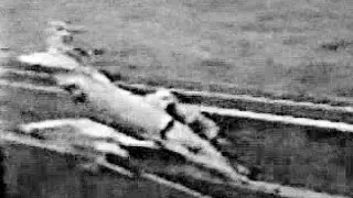 A TA-4J Skyhawk USN Arrests OK Then Later Nose Wheel Collapse During WAVE OFF then Arrest PLAT Video