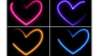 Neon Color Changing Heart Video/Heart Shaped Neon Light Border Frame/Neon Border Black Screen