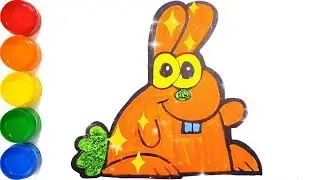 Glitter Coloring And Drawing Rabbit Wild Animal Learn Colors #Coloring #Drawing