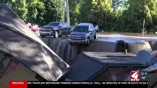 Houses in McCook Lake have been washed away after flooding in South Dakota