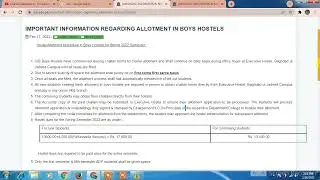 Good News! Hostel Allotment procedure in Boys & Girls Hostels for Spring 2022 Semester.