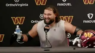 G Sam Cosmi Speaks to the Media After Signing His Extension | Washington Commanders
