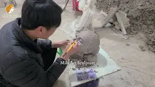 Clay Mold Making of Bronze Head Sculpture from Mily Art Sculpture