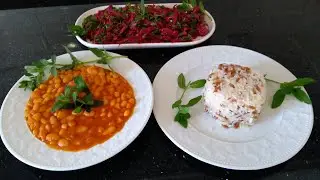 Ege Usulü Zeytinyağlı Kuru Fasulye , Pirinç Pilavı ve Mor Lahana Turşulu Salata.🤩