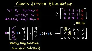Gauss Jordan (RREF) elimination for Ax=0, infinitely many solutions
