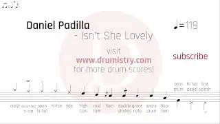 Daniel Padilla - Isn't She Lovely Drum Score