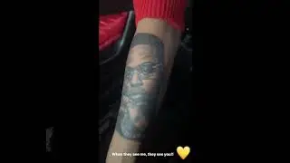 Young Dolph (RIP) Face tattooed on Artist/Cousin Key Glock  Left Arm for Remembrance
