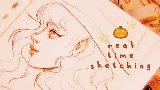 🎃 COZY SKETCHING SESSION 🍁 drawing in real time, pencil sounds, relaxing music
