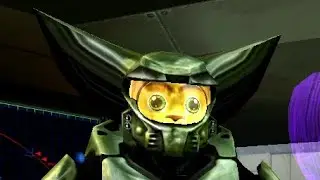 Halo 1 but Chief has fuzzy Lombax ears
