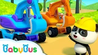 Baby Panda: Digging Treasure with Excavators | Car Toys & Pretend Play | BabyBus
