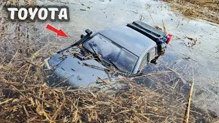 Pulled out of the SWAMP Toyota TACOMA ... Volvo 4x4 truck made it in time. RC off-road
