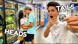 CRAZY DARES IN PUBLIC WITH FRIENDS!! (COIN FLIP CHALLENGE) | Brent Rivera