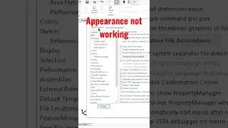 what to do when appearance is not working in solidworks 