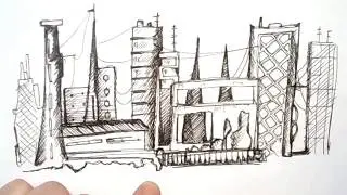 How to draw a Cityscape! MEDIUM HARD !!