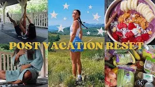 POST VACATION RESET | Healthy Grocery Shop, Home Workout, Unpacking, & Books hehe