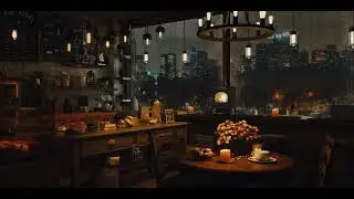 A Rainy Day in 4K Cozy Coffee Shop ❄ Background Instrumental to Relax, Study, And Work. #rain