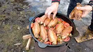 💥Казан-кебаб & думляма 😋 из индейки 🦃 в казане на костре🔥