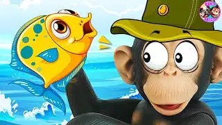 🐵 MONO PESCA en la PLAYA 🎣 ¡¡Juguete PESCAR peces de COLORES!! 🐠  🐙