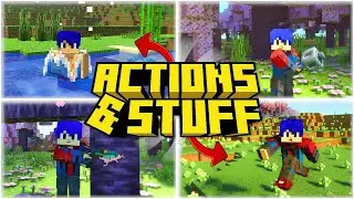 el PACK de ANIMACIONES más ESPECTACULAR en MINECRAFT BEDROCK 1.21 👉ACTIONS & STUFF👈