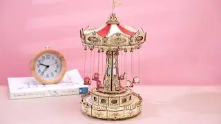 Robotime Rokr Swing Ride DIY Music Box Building Block Amusement Park Series for Kids Adults Gift