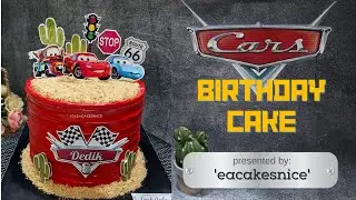 Disney McQueen Cars Theme Birthday Cake