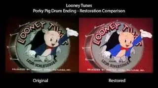 Looney Tunes - Porky Pig Drum Ending (Restoration Comparison)