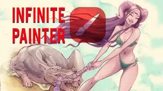 Drawing a Demon Girl with her Dog at the Beach in Infinite Painter