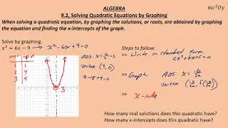 A 9.2, Solving Quadratic Equations by Graphing
