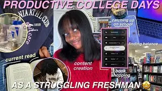 Productive College Study Vlog | study with me, content creation, book shopping, self care, & more!