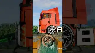 Chained Trucks vs Water Wheels #shorts #beamng #beamngdrive #beamngcrashes #trucksvs