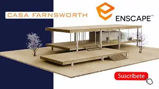 Casa Farnsworth RENDER ESTILO MAQUETA SKETCHUP / ENSCAPE