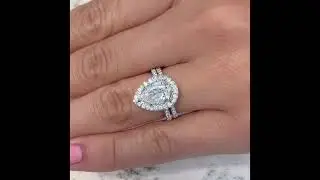 2 carat Pear Shape Diamond Halo Engagement Ring