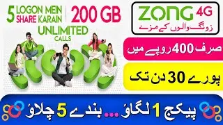 Zong My5 Bundle 200GB: Unlimited Sharing Data | Mins | SMS in 2024 - Zong4G✅