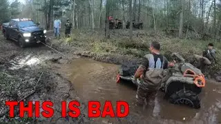 CAN-AM OUTLANDER NEEDS A PICKUP TRUCK TO GET IT OUT THIS HOLE