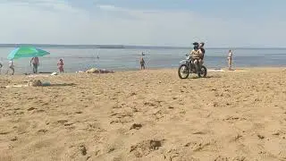 Beach motorbike ride. Ulyanovsk.