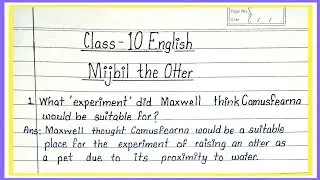 Mijbil the Otter Class 10 Question Answer | Mijbil the Otter Question Answers |