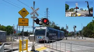 *New Pedestrian Signals* S, Bascom Ave. Railroad Crossing - VTA Light Rail Trains, San Jose CA