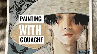 Min Yoongi Gouache painting  (FULL PROCESS SPEEDPAINT)