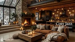 Cozy Kitchen Space With Relaxing Jazz | Indoor Jazz Background & Warm Fireplace for Work, Cleaning