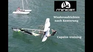 Katamaran leicht Aufrichten nach Kenterung in 8 Schritten - capsize training demo 8 steps  - MINICAT