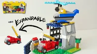 Building a LEGO Fire engine, helicopter and fire station using  Classic 10696 (Alternate build)
