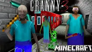 Granny 3 Minecraft Mode Full Gameplay Train Escape | Granny Grandpa Chale Mining ⛏️ karne😂🤣