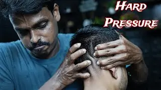 Hard Pressure Head Massage By Strong Wrist Barber | Deep Tissue Head & Shoulder Massage ASMR