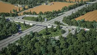 😎 Realistic Partial Cloverleaf in Vanilla Cities Skylines 2 |Autobahn| Service Interchange Tutorial