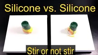 Stir silicone oil - VS - Not stir - fluid acrylic painting with different cells