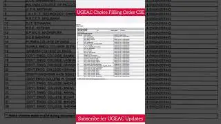UGEAC 2024 Choice filling order for CSE Computer Science | College Order BCECE 2024 | 